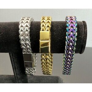 New Bracelet Hip Hop Men Women Gift Teen 8 Inches Iridescent Gold Colorful